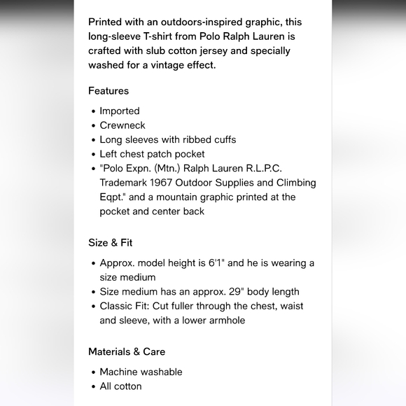 Polo Ralph Lauren Men's Classic Fit Slub Jersey Graphic T-Shirt Small - Picture 10 of 10